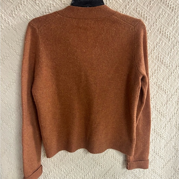 Madewell Rust Brown Wool V-Neck Cardigan - Picture 3 of 4